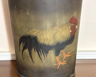 079 folkartstylemetalwastebasketwithro
