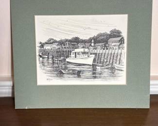 279 14x12mattedharborsceneartprint