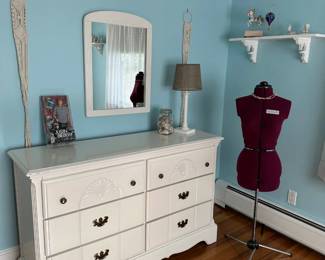 White Dresser, Mirror, Dress Form
