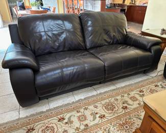 Pair of Chocolate Brown Leather Power Reclining Sofas - New Condition!