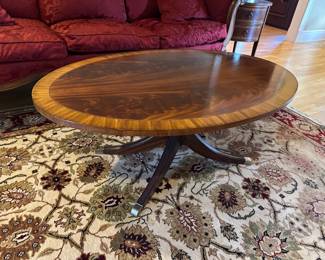 Ethan Allen Banded Mahogany Oval Coffee Table