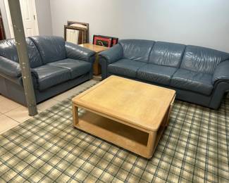 Vintage Leather Sofa & Love Seat, Coffee Table