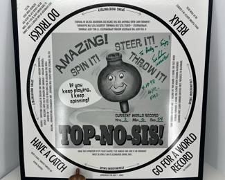 TOPNOSIS Game Board and Top Signed by Designer 1998 Record Holder of Longest Spinning Top