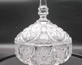 Vintage Footed Cut Crystal Lidded Candy Dish