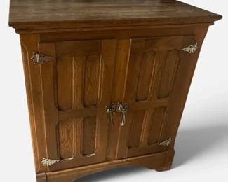 04 Antique Wooden Ice Box Cabinet with Original Hardware Keys