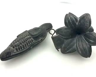 Vintage Hinged Pewter Corn Flower Molds HALL Marked