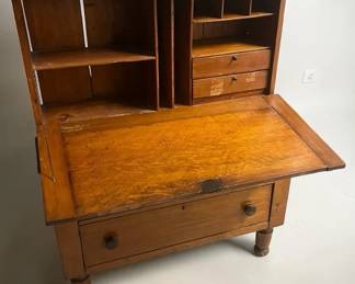 Vintage Country Pine DropFront Secretary Desk with Drawers