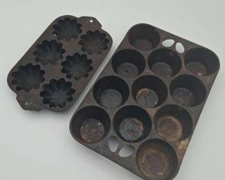 Vintage Cast Iron Baking Trays A