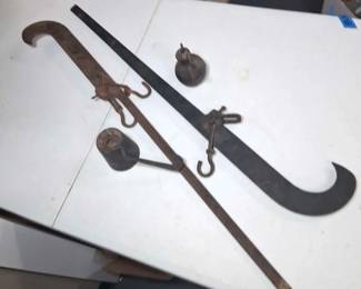 Antique Cast Iron Steelyard Scales W 3 4 In Counterbalance Weights