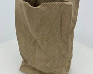 Ceramic Illusions Brown Ceramic Paper Bag Vase