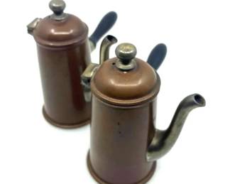Antique Manning Bowman Copper CoffeeChocolate Pots Pair