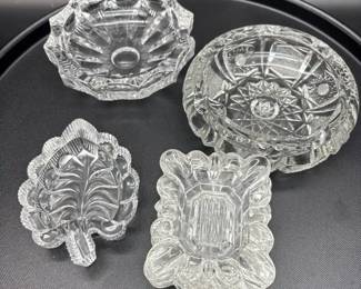Crystal Glass Ashtray Lot