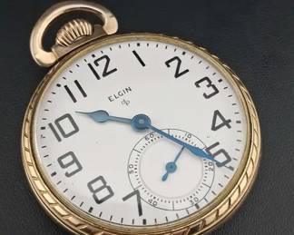 Vintage Elgin 1940s Pocket Watch 15 Jewels Grade 575 10k RGP Case TICKS AND SETS