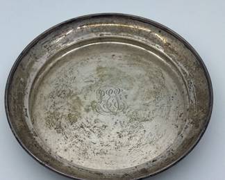 Vintage Sterling Silver 925 Round Serving Tray 180g Monogrammed