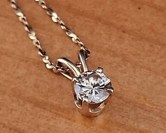 Brilliant Cut Diamond Pendant On Twisted 14k Gold Chain 18in