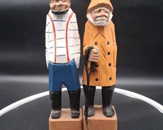Vintage handcarved and handpainted wooden folk art figurines 12 tall