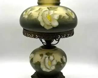 Vintage Gone With the Wind Style HandPainted Floral Glass Lamp