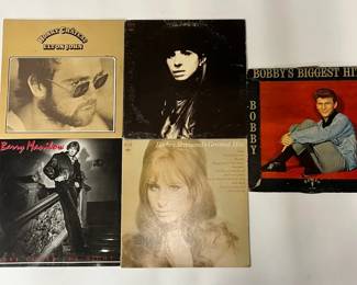 5 Vinyl Records Elton John, Barbra Streisand, Barry Manilow Bobby Rydell