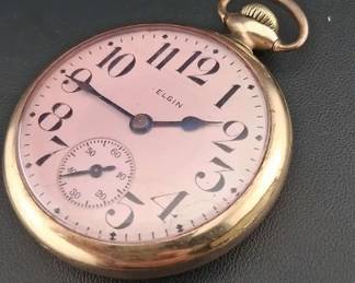 Vintage Elgin 1920s Pocket Watch 17 Jewels Grade 345 10k GF Dueber Case Sets