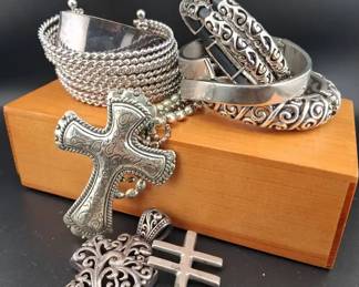 Sterling Cuff Bracelet And Silver Look Jewelry Assortment