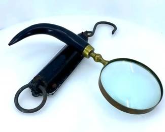 Antique Hanging Spring Balance Scale Vintage Magnifying Glass