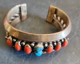Leroy Dayea, sterling and turquoise  signed braclet extremely heavy