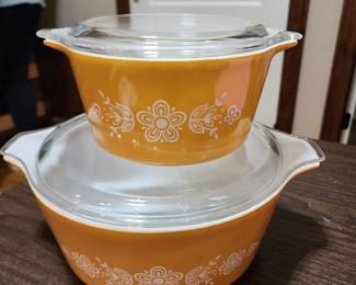 Pyrex Butterfly Gold Casserole dishes