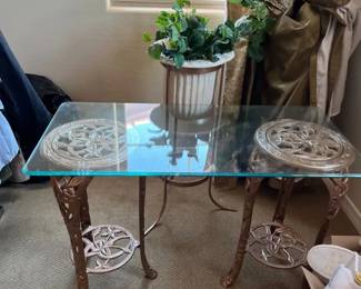 Gold Colored Heavy Iron Stands Table And More