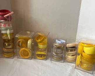 Lot Of Vintage Resin, Plastic, Lucite, Metal Bangle Bracelets