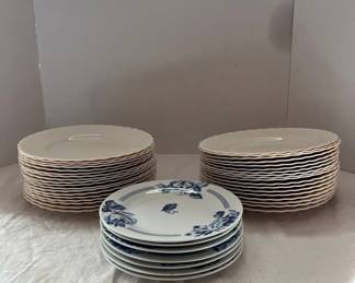Blue Flower  White Plates