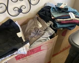 Two Boxes Full Of Mens Golf Shirts, Shorts, Tshirts