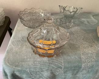 Vintage Candy dish, serving bowl & sugar and creamer