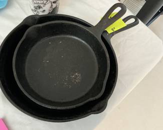 Cast iron small and medium cast iron skillets