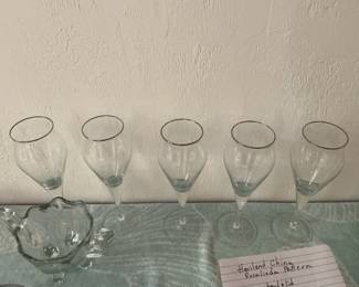Vintage platinum rim champagne flutes or white wines
