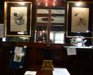 These Original J. Gould Hummingbird Prints were Done between 1849 & 1861. THe Choice of Frames Really Enhanse the Works That Center Part is a Tall Carved Wood Elongated Head