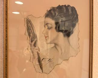 American illustrator, Harrison Fisher, from the early 1900's known for mirror illustrations. His illustrations and prints were widely published in top magazines like Cosmopolitan, and the Saturday Evening Post.