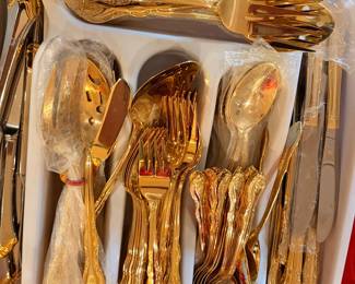 Complete Set of Gold toned Flatware. Stunning