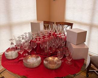 Assorted glasses and Mikasa Crystal