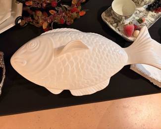 Unique Porcelain Fish shaped serving dish with lid