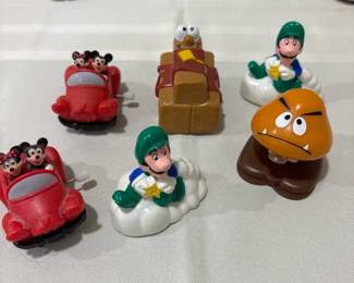 Retro toy lot of poseable, winup, rolling characters