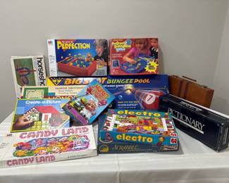 Lot of vintage retro board games and activity games