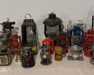 Collection of Vintage and Antique Kerosene Lanterns, Oil Lamps