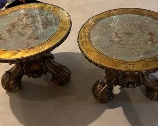 Vintage Italian BaroqueStyle Carved Wood and Gilt Accent Tables