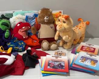 Vintage Teddy Ruxpin and Grubby animated characters