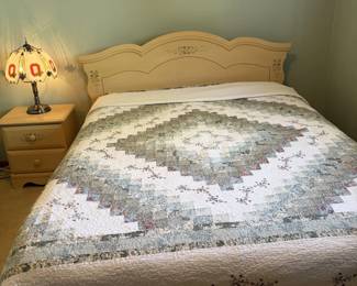 Queen bedroom suite - bed frame & nightstand 