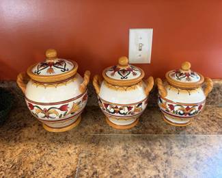 "Villa Anacona" 3 piece hand-painted *retired* canister set