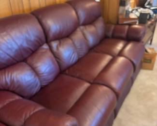 Leather sofa with recliner 