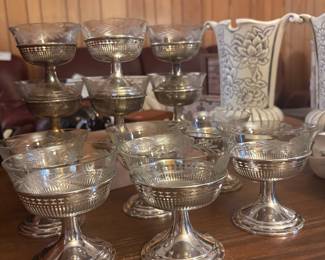 Set of 12 sterling silver dessert cups