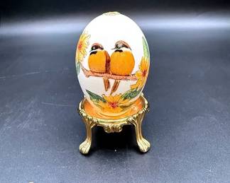 Painted Egg Goldfinches On A Branch Young Naturales Collections by M.I Guy-Moore 1979