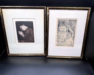 “Prayer” Etching By K. Kollwitz & “Portrait Of An Old Man” Marked Artist Proof